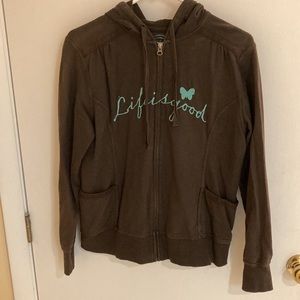EUC Life is Good Hooded French Terry Sweatshirt